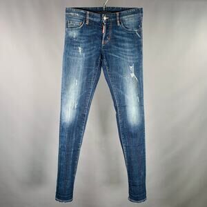 DSQUARED2 Size 28 Blue White Paint Splatter Slim Button Fly Jeans